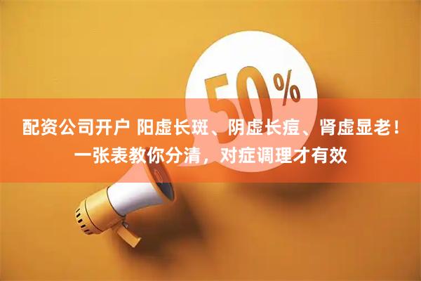 配资公司开户 阳虚长斑、阴虚长痘、肾虚显老！一张表教你分清，对症调理才有效